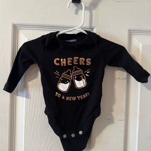 Old Navy Black and Gold Cheers Bodysuit